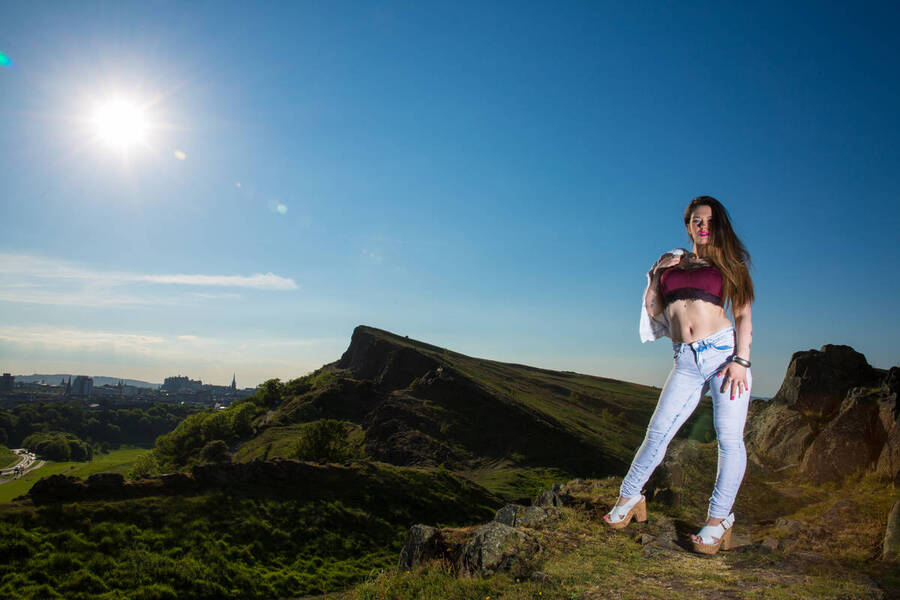 photographer MarkScottImages portrait modelling photo taken at Arthur's Seat with Ashley Anderson