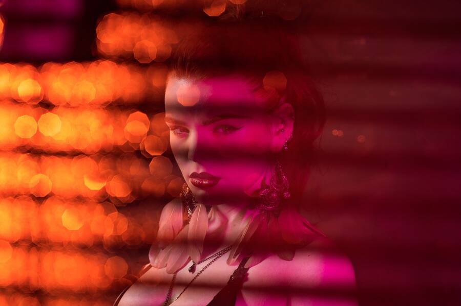 studio Shutterworks Studio portrait modelling photo taken at @Shutterworks+Studio taken by @Shutterworks+Studio. venetian blind three speedlights sheet of perspex sprayed with water some  coloured gels and a fabulous model miss deadly red and scott chalmers cr