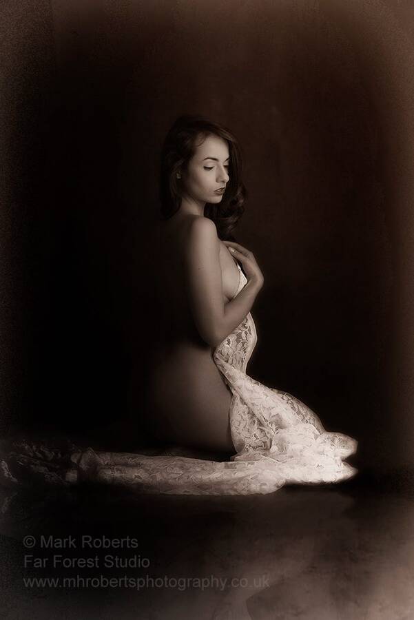 model Sophie C implied nude modelling photo taken at @farforeststudio taken by Mark Roberts