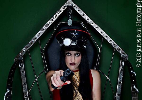 model Shellie Arielle gothic modelling photo taken at Murder Mile Studio London taken by James Deas Photography