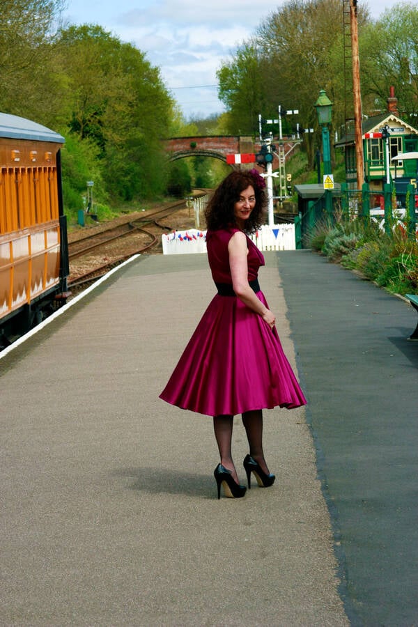 photographer Nick Hill vintage modelling photo taken at East Anglian Railway Museum with @NicolaJane