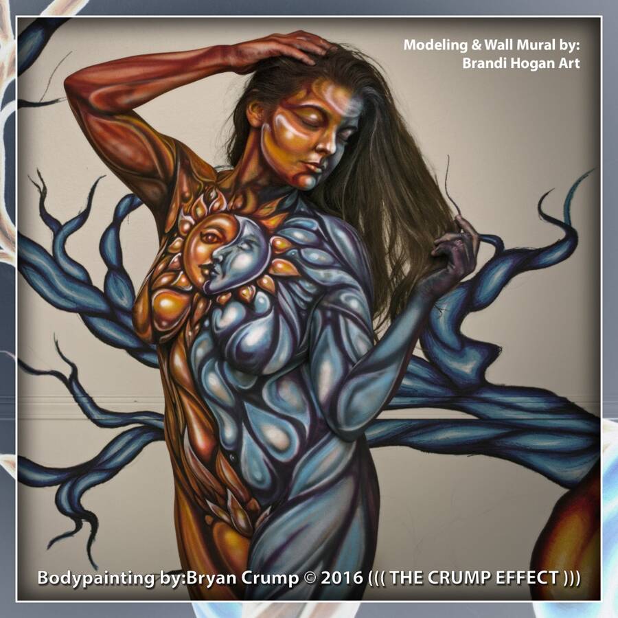 body painter crumpeffect body painting modelling photo. for this project i met with my friend brandi to continue my painting challenge she modeled for one of transformation pieces we created a sunmoon piece because a lot of her art centers around it here is a 